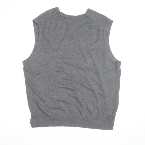 Lands' End Men's Grey Cotton V-Neck Sleeveless Vest XL