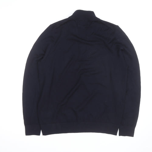 Marks and Spencer Autograph Mens Blue Merino Wool Half Zip Jumper M