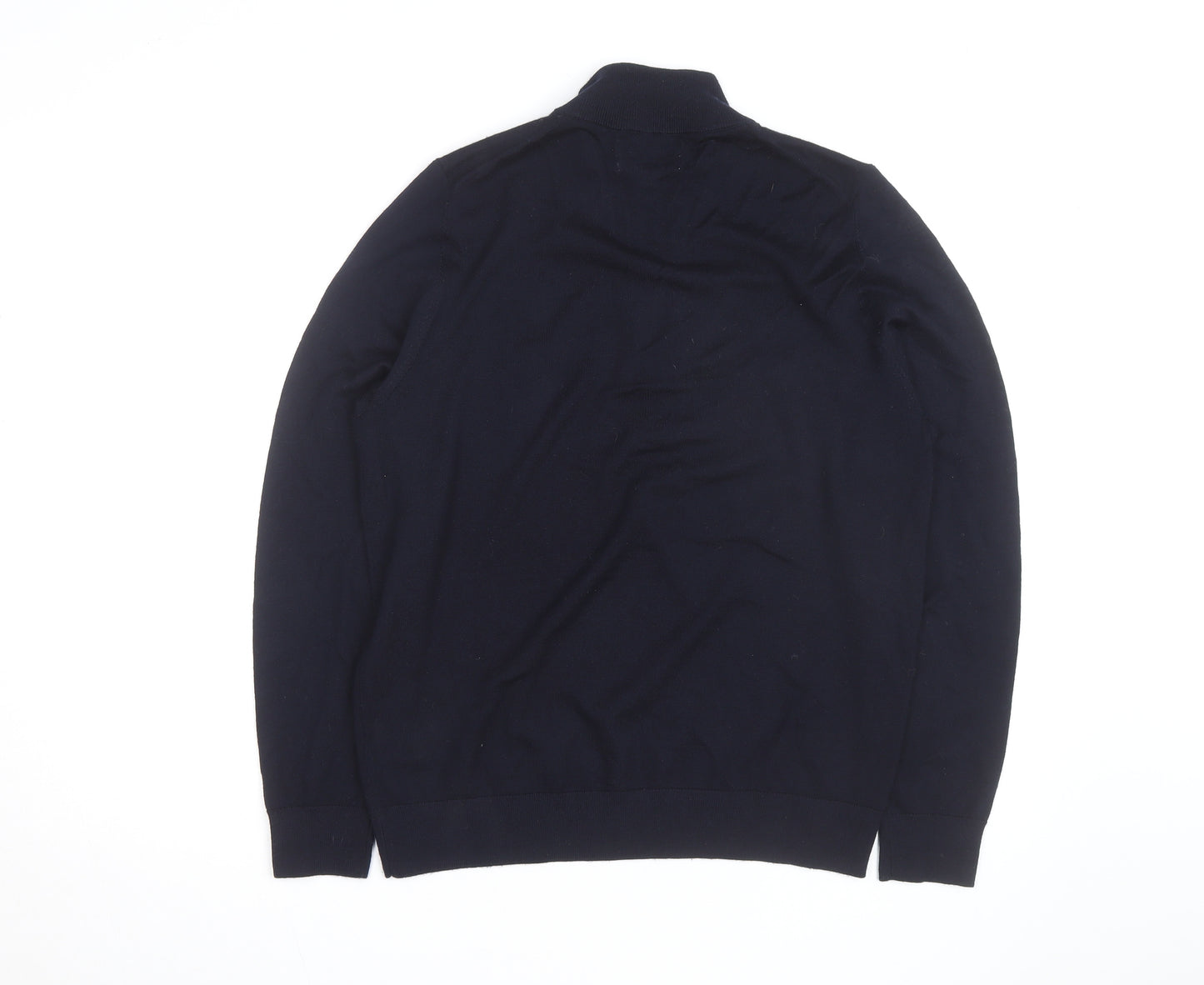 Marks and Spencer Autograph Mens Blue Merino Wool Half Zip Jumper M