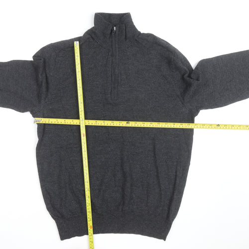 Gap Men's Grey Extra Fine Merino Wool Half Zip Jumper XL