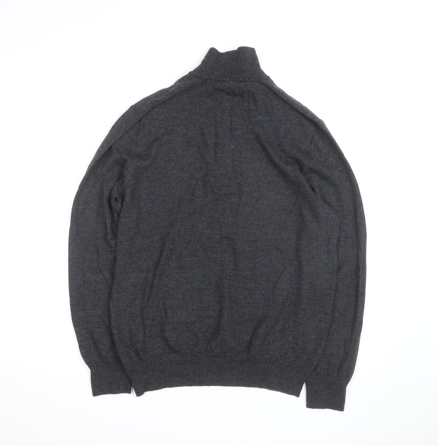 Gap Men's Grey Extra Fine Merino Wool Half Zip Jumper XL