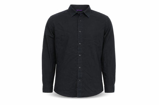 Front view of Gap Men’s Black Cotton Long Sleeve Button-Up Shirt, size L