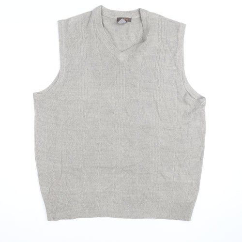 Dockers Men Grey XL V-Neck Sleeveless Knit Jumper Vest