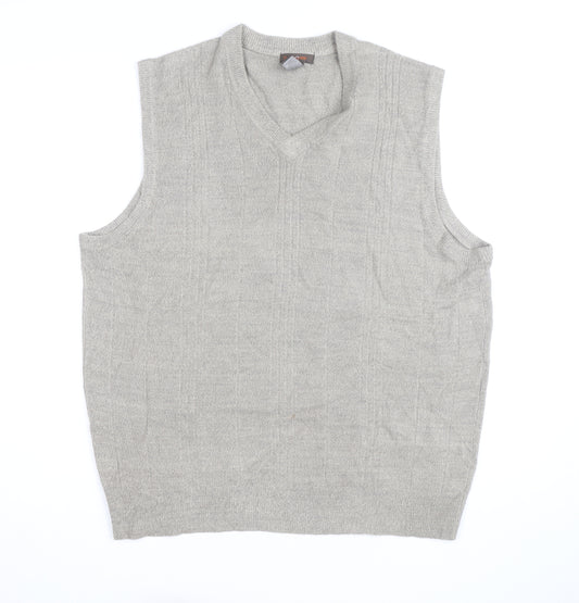 Dockers Men Grey XL V-Neck Sleeveless Knit Jumper Vest