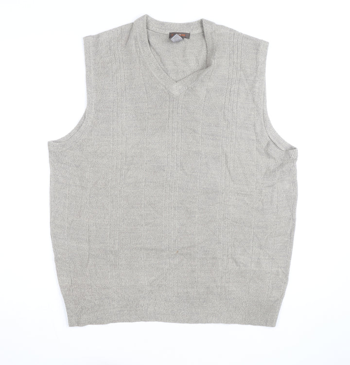 Dockers Men Grey XL V-Neck Sleeveless Knit Jumper Vest