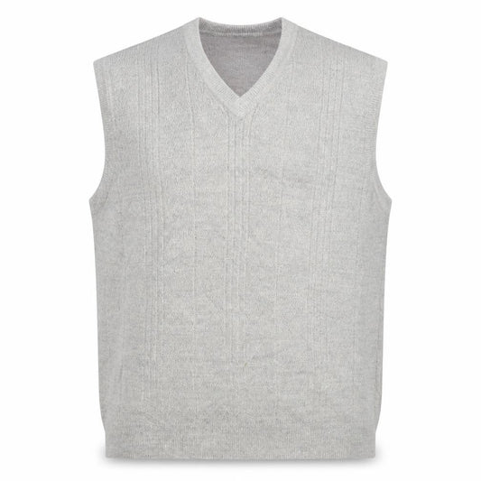 Front view of Dockers Men Grey XL V-Neck Sleeveless Knit Jumper Vest