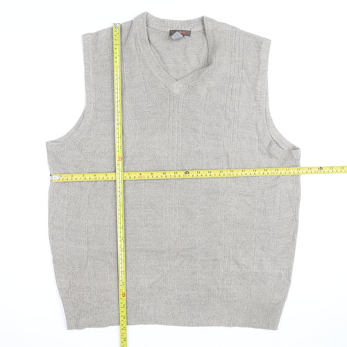 Dockers Men Grey XL V-Neck Sleeveless Knit Jumper Vest