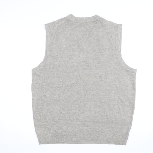 Dockers Men Grey XL V-Neck Sleeveless Knit Jumper Vest