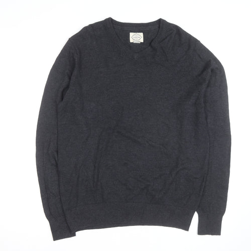St John’s Bay Men’s Grey V-Neck Pullover Jumper Size M