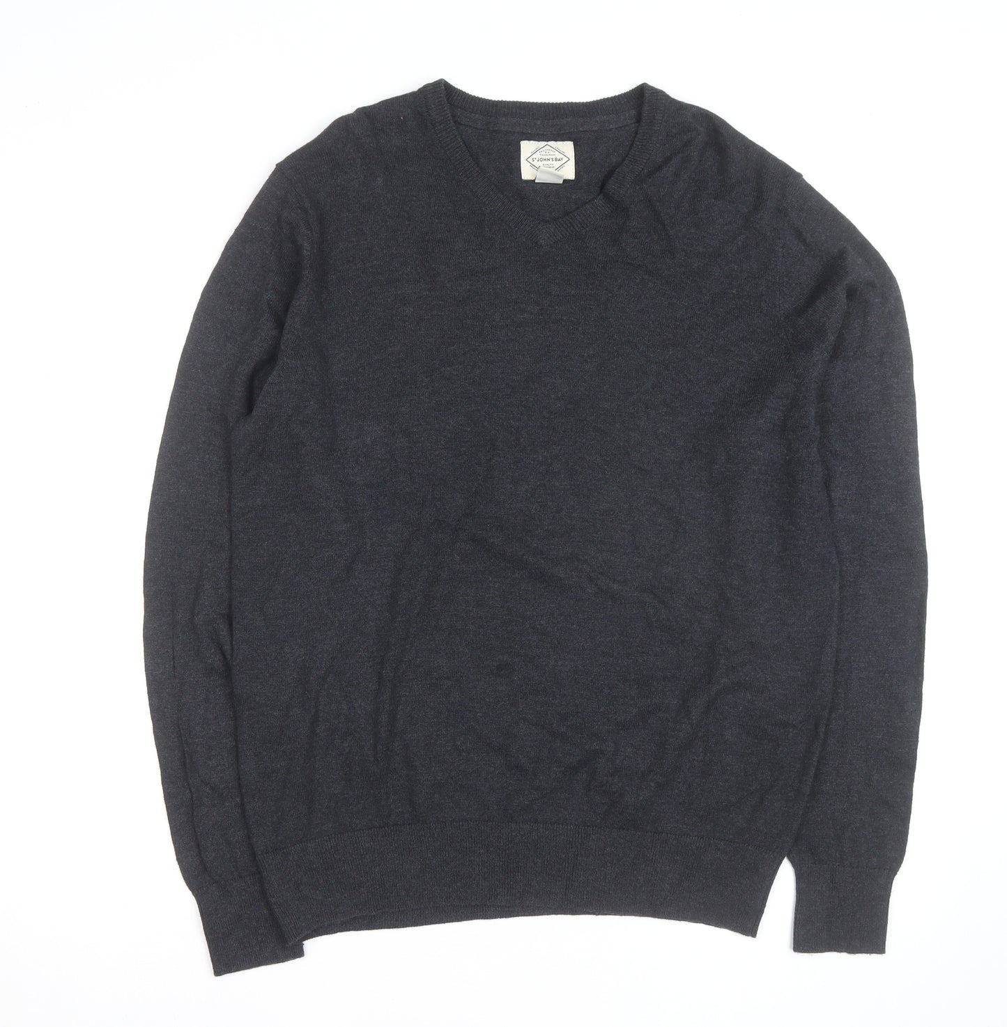 St John’s Bay Men’s Grey V-Neck Pullover Jumper Size M