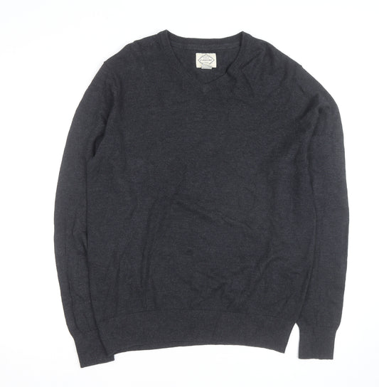 St John’s Bay Men’s Grey V-Neck Pullover Jumper Size M