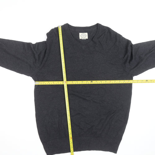 St John’s Bay Men’s Grey V-Neck Pullover Jumper Size M