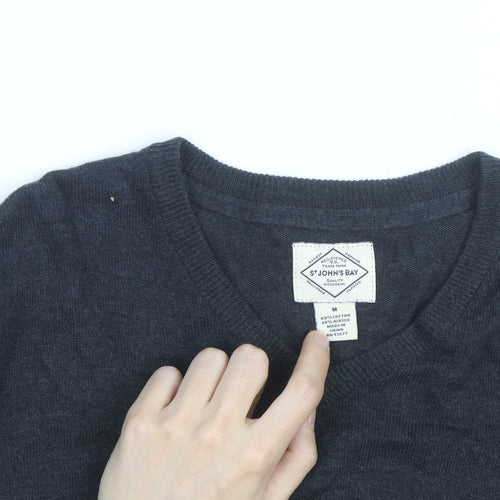 St John’s Bay Men’s Grey V-Neck Pullover Jumper Size M