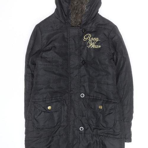 Rocawear Men's Black Hooded Padded Parka Coat Size M