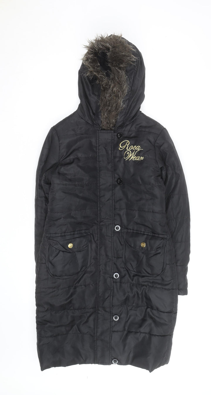 Rocawear Men's Black Hooded Padded Parka Coat Size M