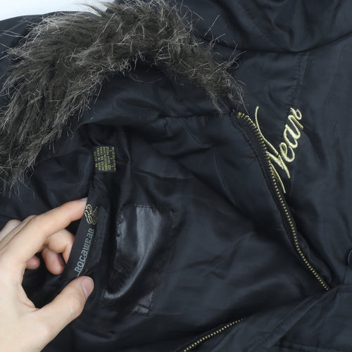 Rocawear Men's Black Hooded Padded Parka Coat Size M