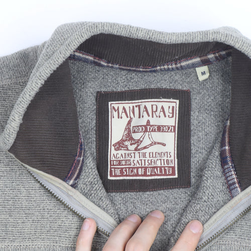 Mantaray Men’s Grey 1/4 Zip Cotton Knit Pullover Jumper Size M
