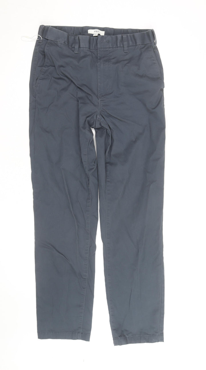 Marks and Spencer Mens Blue Chino Trousers 32W 33L Cotton Blend
