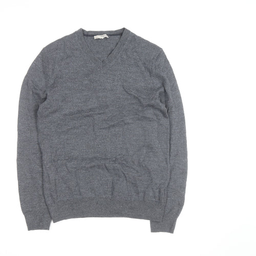 Gap Men's Grey V-Neck Merino Wool Pullover Jumper Size S
