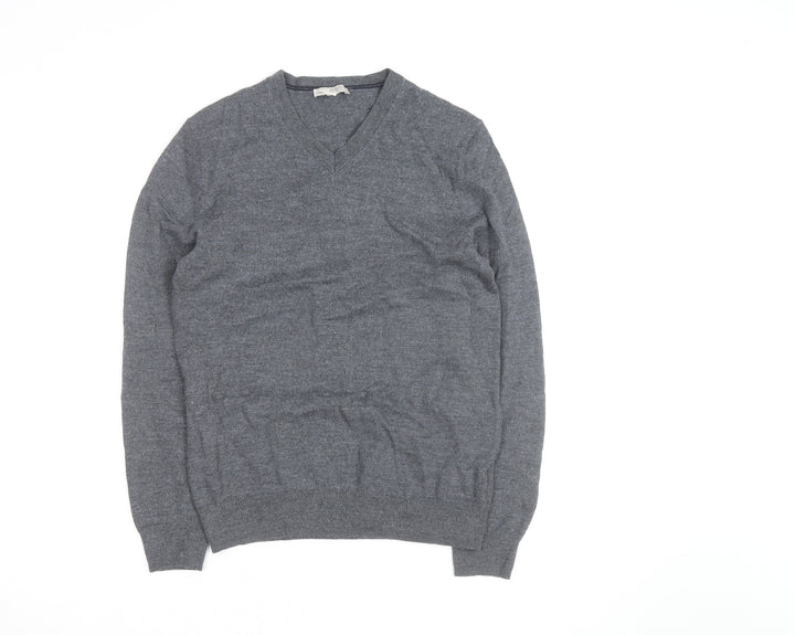 Gap Men's Grey V-Neck Merino Wool Pullover Jumper Size S