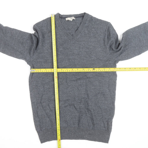 Gap Men's Grey V-Neck Merino Wool Pullover Jumper Size S