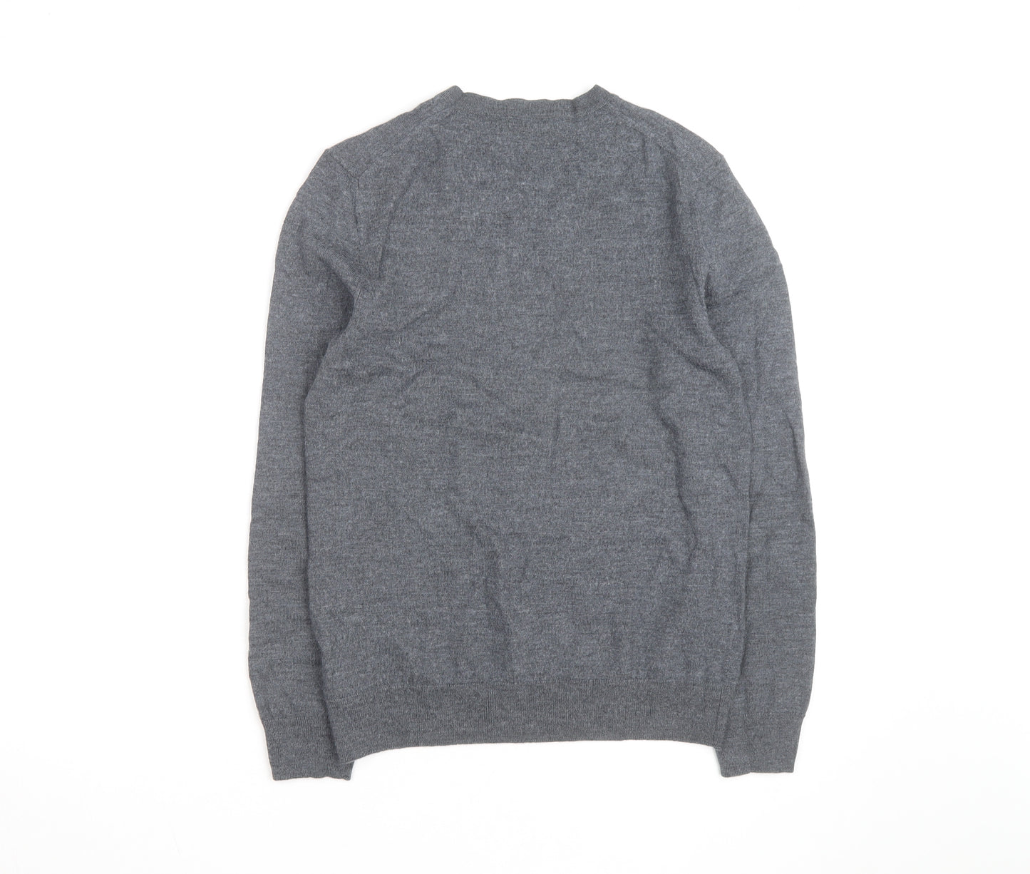 Gap Men's Grey V-Neck Merino Wool Pullover Jumper Size S
