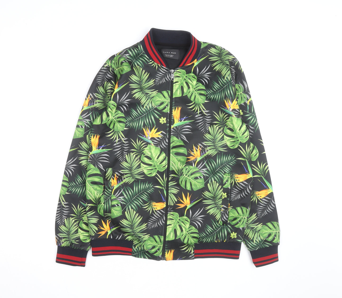 Zara Man Men's Multicoloured Tropical Bomber Jacket Size S