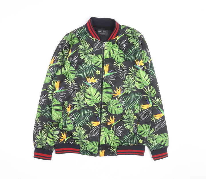 Zara Man Men's Multicoloured Tropical Bomber Jacket Size S