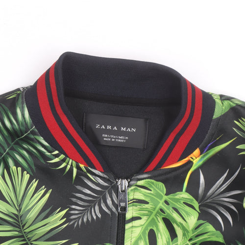 Zara Man Men's Multicoloured Tropical Bomber Jacket Size S