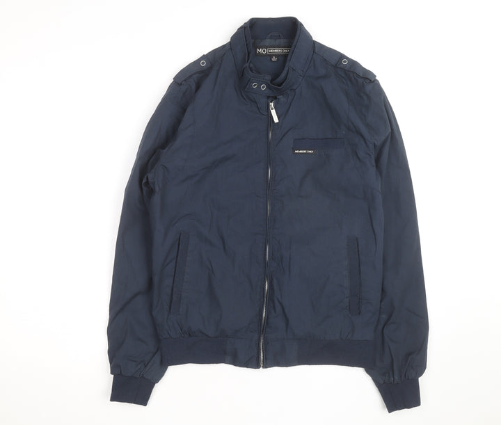 Members Only Men's Blue Bomber Jacket S Cotton Nylon Zip Up