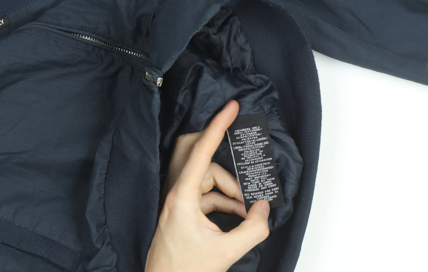 Members Only Men's Blue Bomber Jacket S Cotton Nylon Zip Up