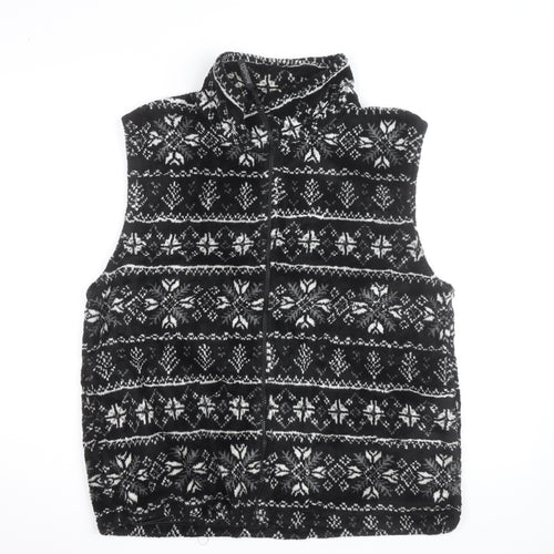 Kellysport Mens Black Fair Isle Fleece Vest Size L Winter Zip Up