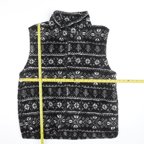 Kellysport Mens Black Fair Isle Fleece Vest Size L Winter Zip Up