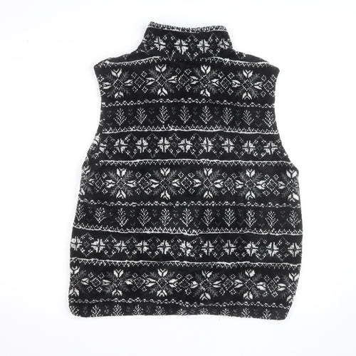 Kellysport Mens Black Fair Isle Fleece Vest Size L Winter Zip Up