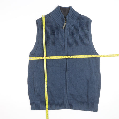 Duluth Trading Co Men’s Blue Knit Zip Vest Jumper L Wool Blend