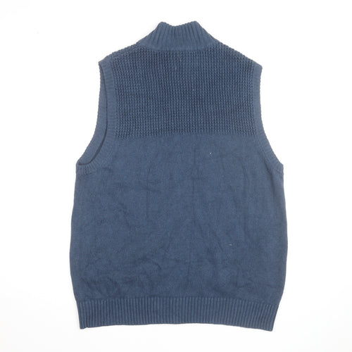 Duluth Trading Co Men’s Blue Knit Zip Vest Jumper L Wool Blend