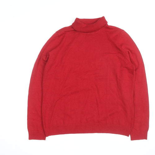 Northern Reflections Men's Red Roll Neck Cotton Jumper L