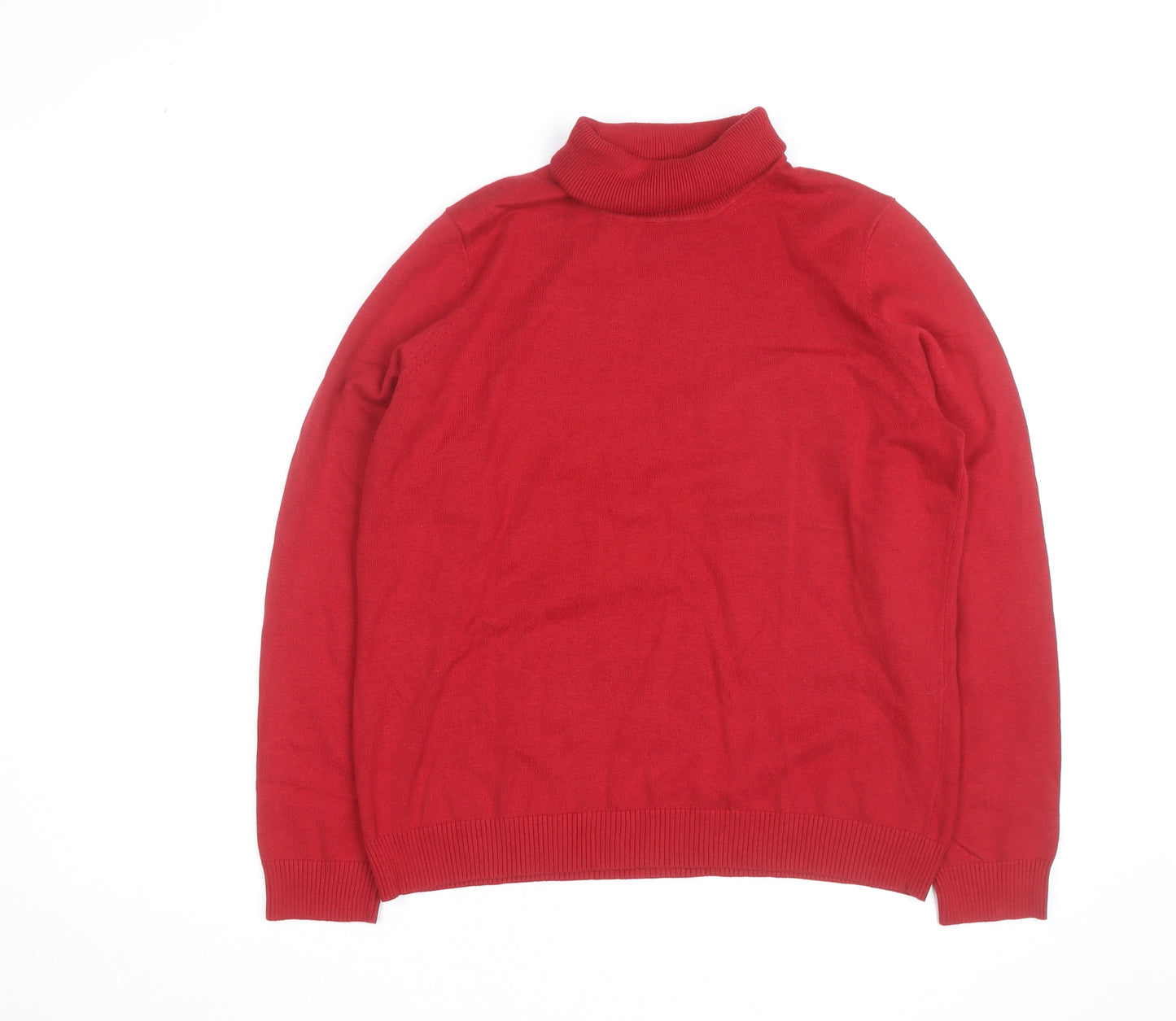 Northern Reflections Men's Red Roll Neck Cotton Jumper L