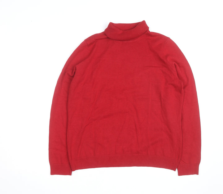 Northern Reflections Men's Red Roll Neck Cotton Jumper L