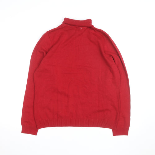 Northern Reflections Men's Red Roll Neck Cotton Jumper L