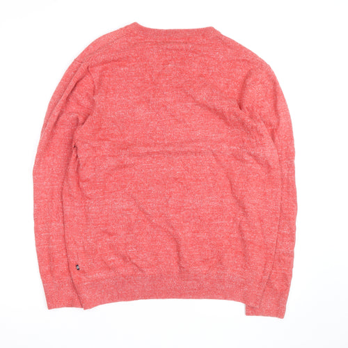 Nautica Men's Red V-Neck Knit Pullover Jumper Size L