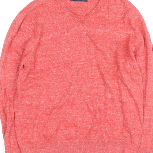 Nautica Men's Red V-Neck Knit Pullover Jumper Size L