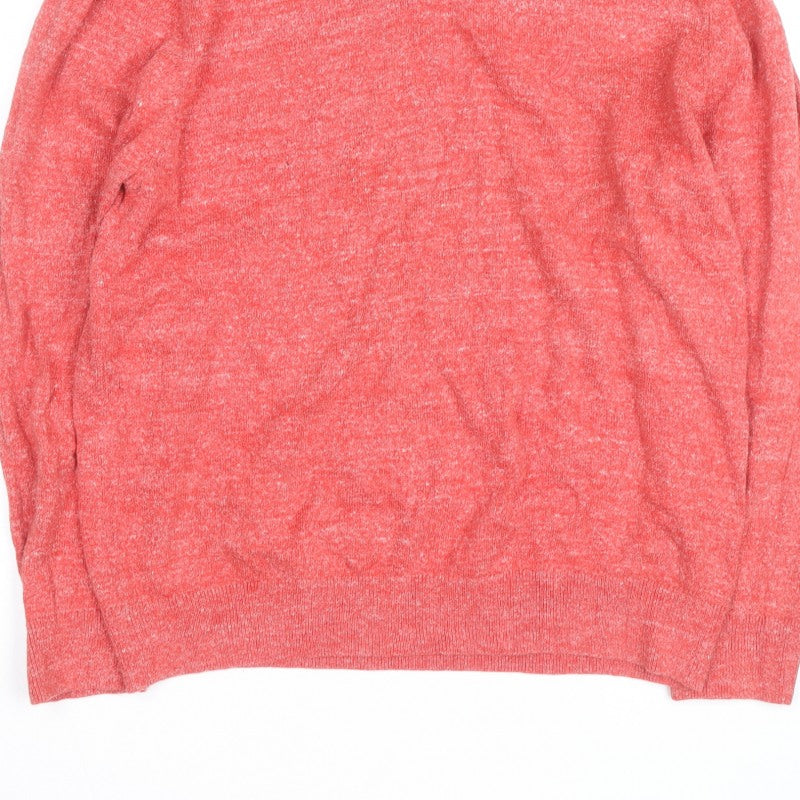 Nautica Men's Red V-Neck Knit Pullover Jumper Size L