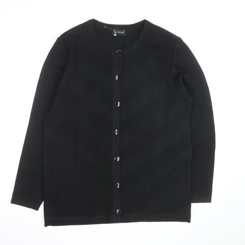 La Dame Black Knit Long Sleeve Classic Cardigan M Unisex