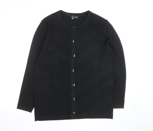 La Dame Black Knit Long Sleeve Classic Cardigan M Unisex