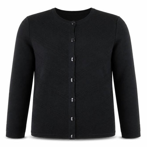 La Dame Black Knit Long Sleeve Classic Cardigan M Unisex