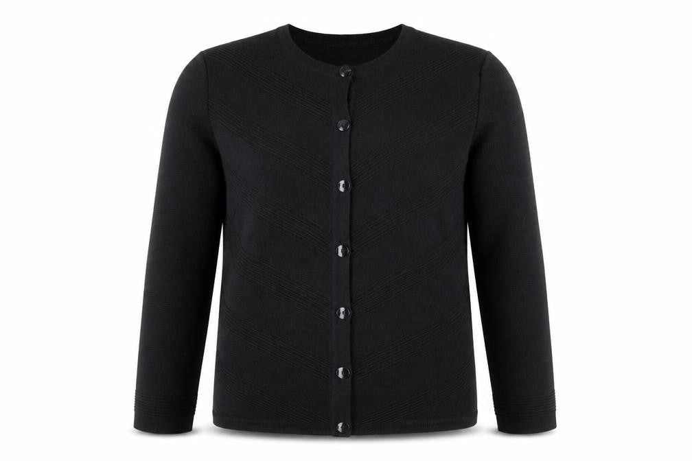 La Dame Black Knit Long Sleeve Classic Cardigan M Unisex