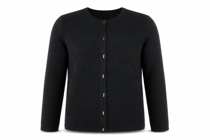 La Dame Black Knit Long Sleeve Classic Cardigan M Unisex