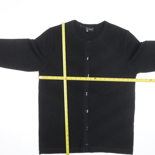 La Dame Black Knit Long Sleeve Classic Cardigan M Unisex