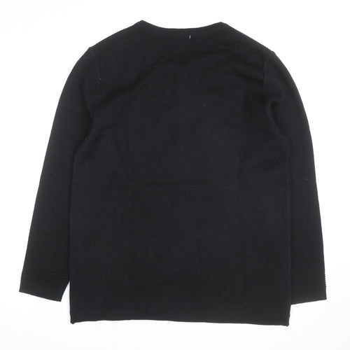 La Dame Black Knit Long Sleeve Classic Cardigan M Unisex